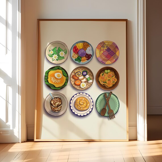 Filipino Food Wall Art Philippines Kitchen Print Traditional Dish Illustration Asian Dining Decor Cultural Culinary Poster
