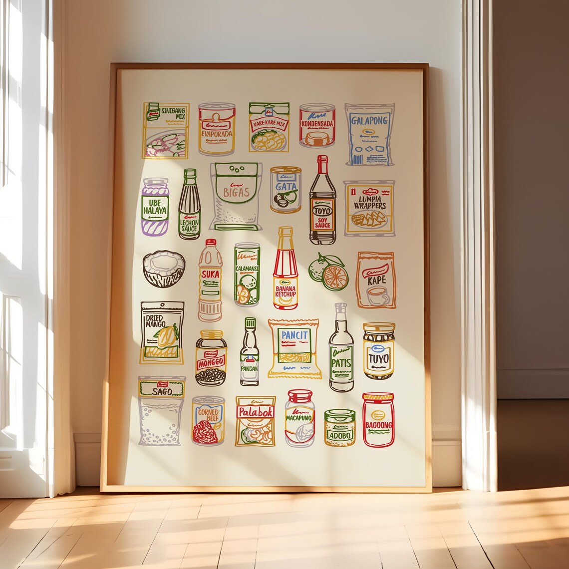 Filipino Pantry Kitchen Art Print, Philippines Food Decor