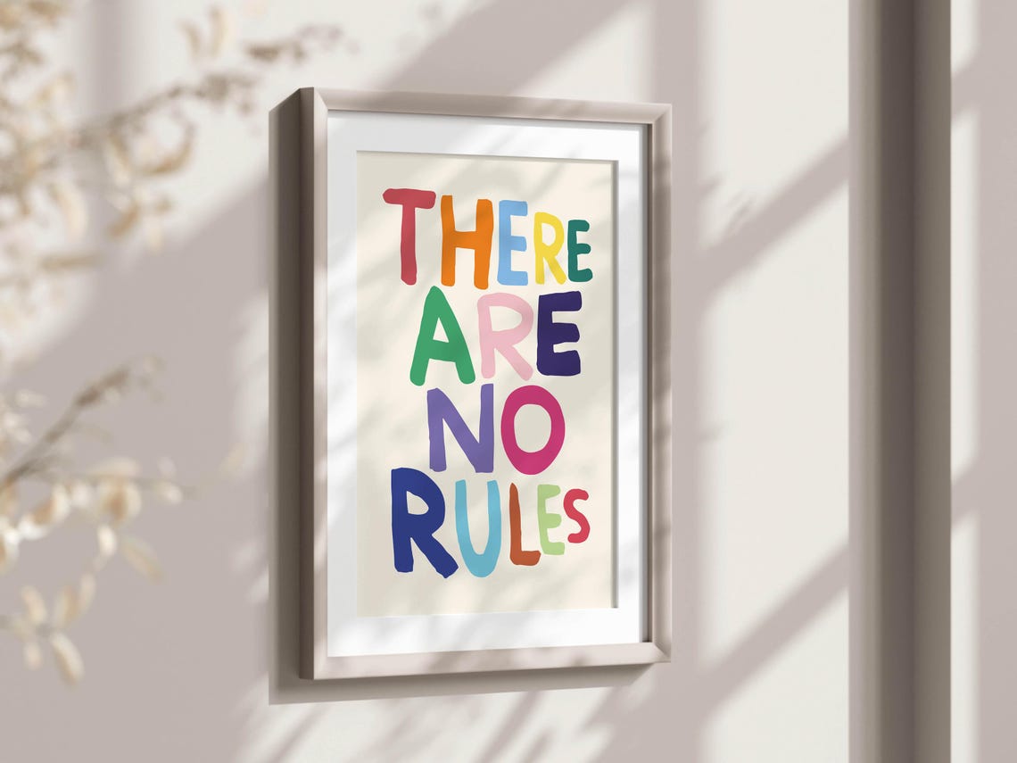 There Are No Rules Colorful Hand Lettered Statement Art Poster - Image 2