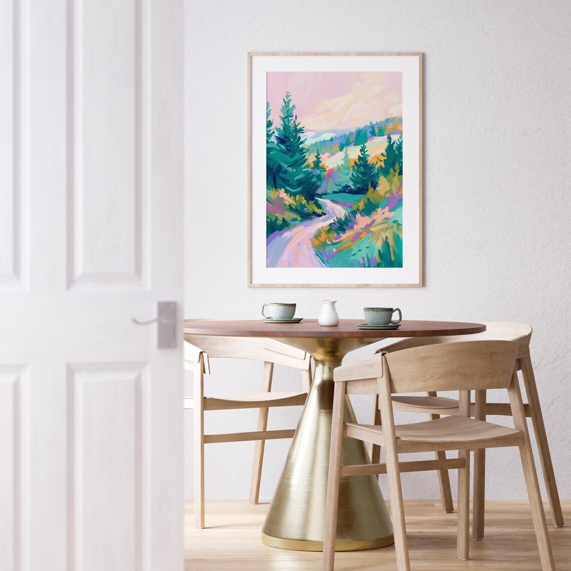 Colorful Abstract Landscape, Pastel Forest Art Print - Image 4