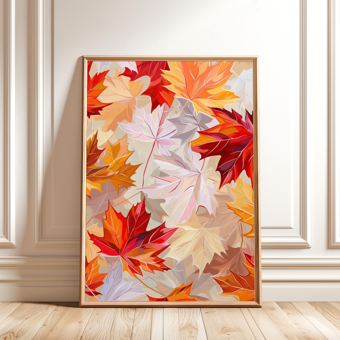 Autumn Leaves Art Print, Colorful Fall Maple Leaf
