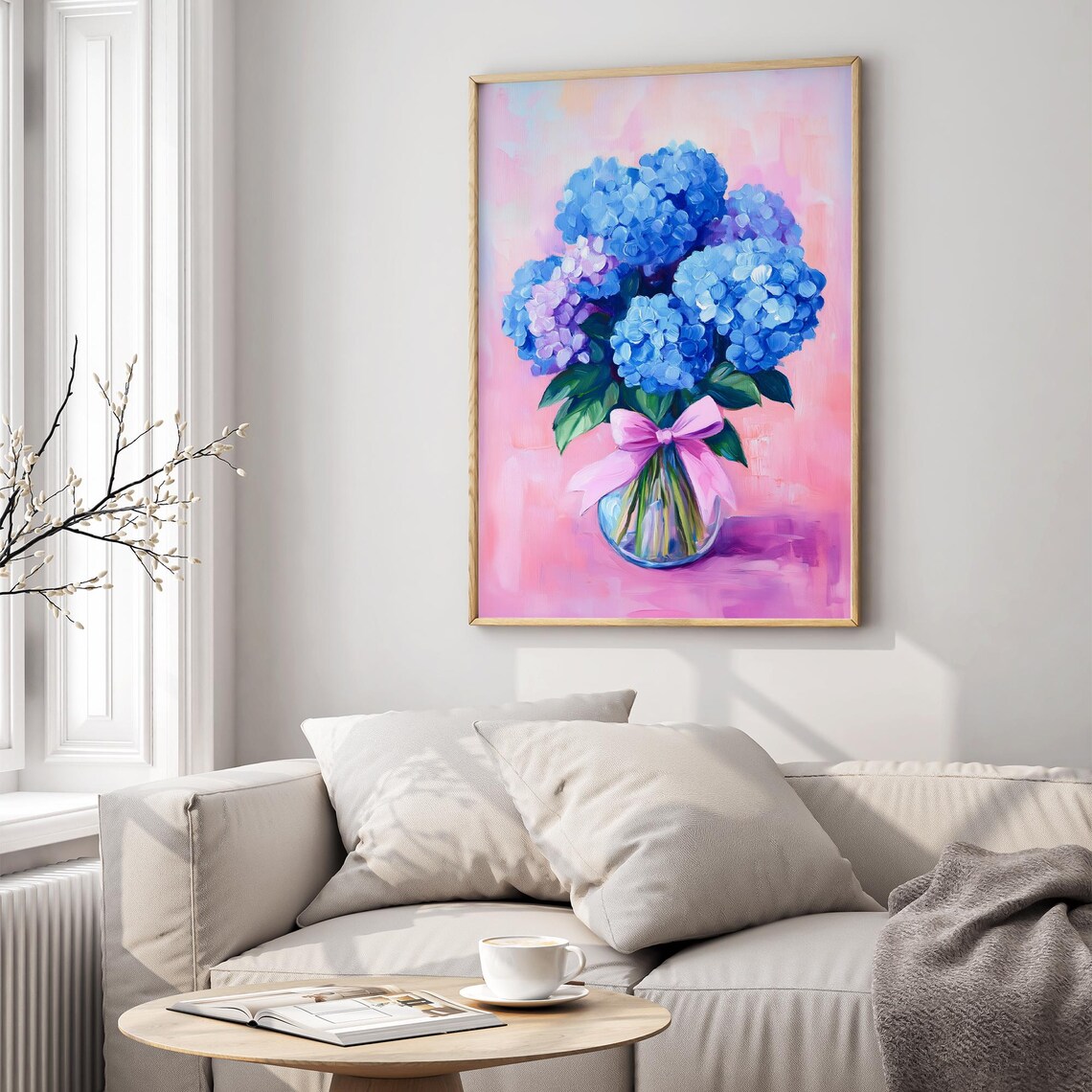 Blue Hydrangea Flower Painting, Botanical Print - Image 4