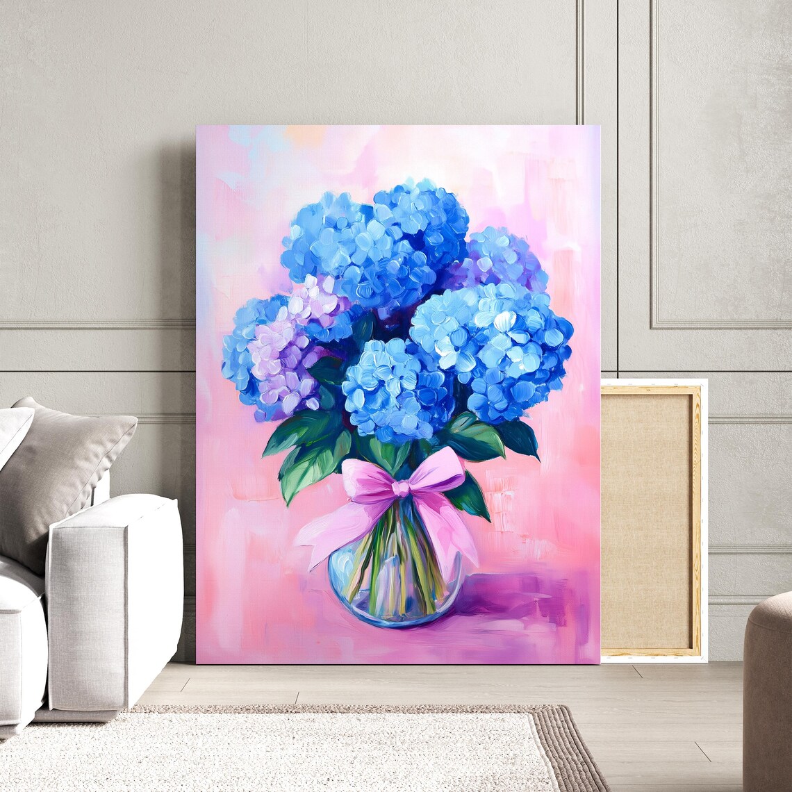 Blue Hydrangea Flower Painting, Botanical Print - Image 3