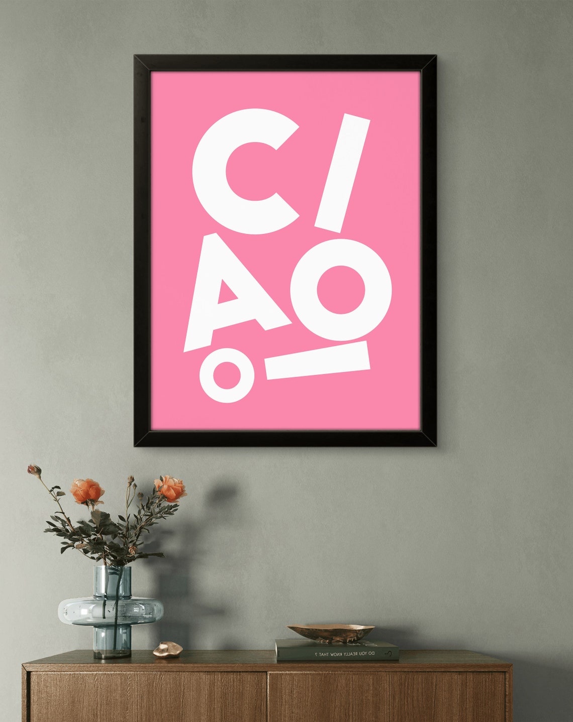 Ciao Bright White Letters On Pink Minimalist Typography Poster