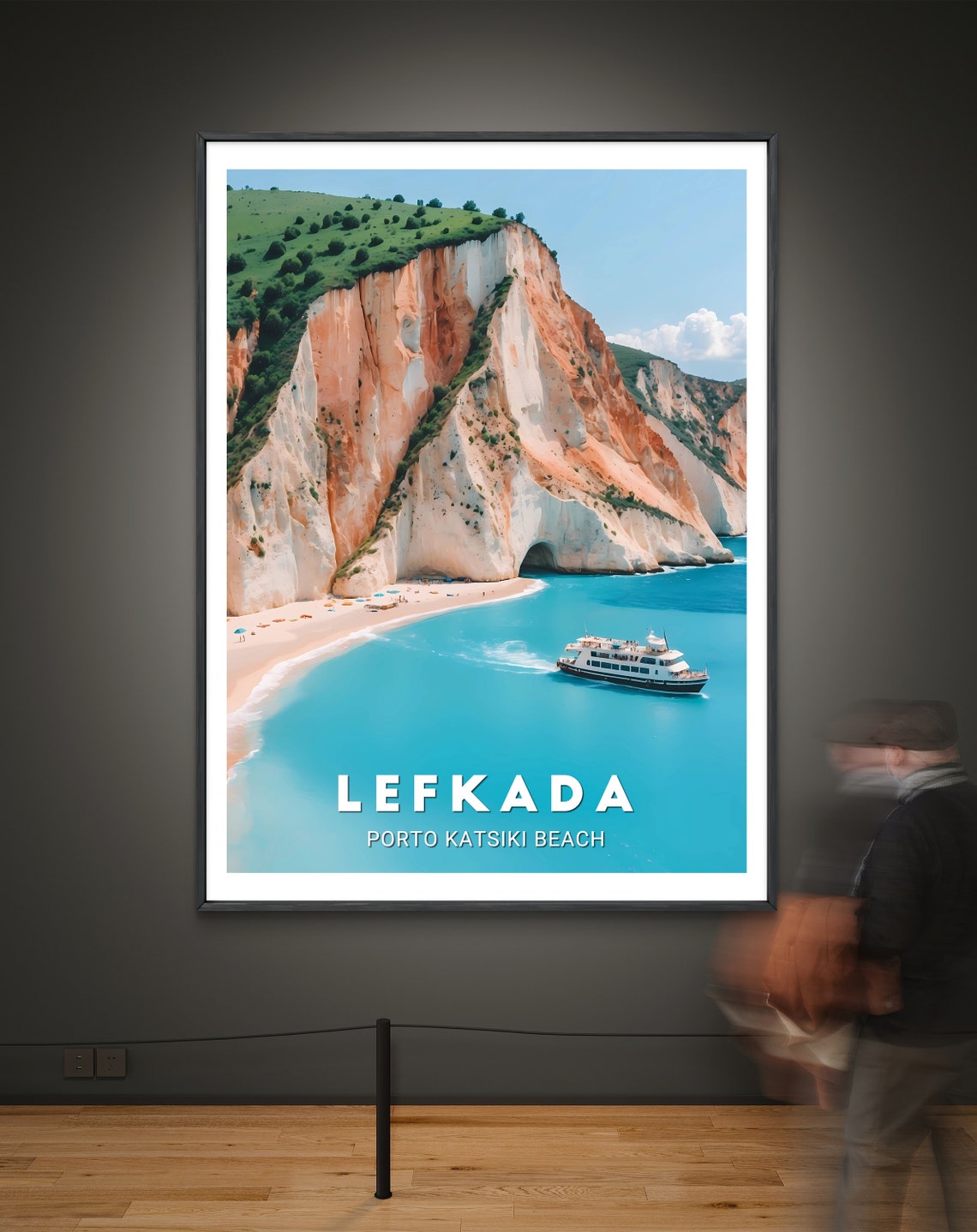 Lefkada Porto Katsiki White Cliffs Turquoise Bay Greece Poster - Image 2