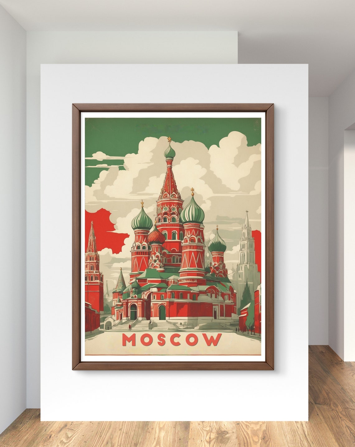Moscow Saint Basils Cathedral Onion Domes Vintage Style Poster - Image 2