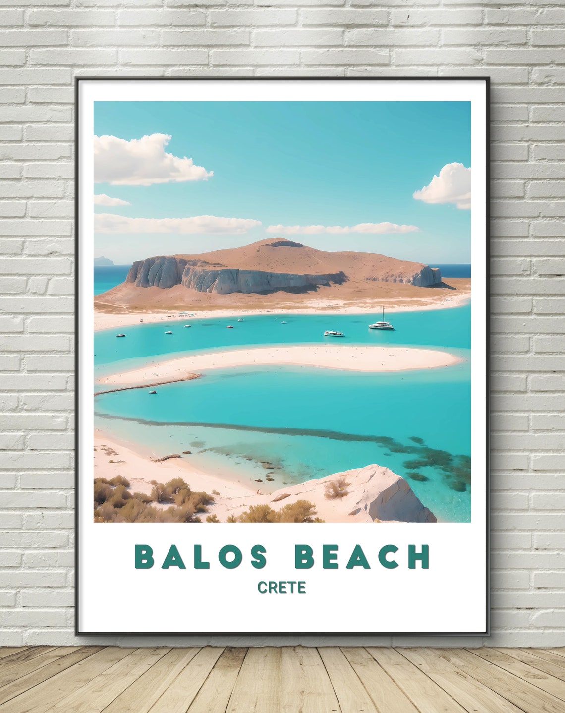 Balos Beach Crete Turquoise Lagoon Sandbar Greece Coast Poster - Image 2