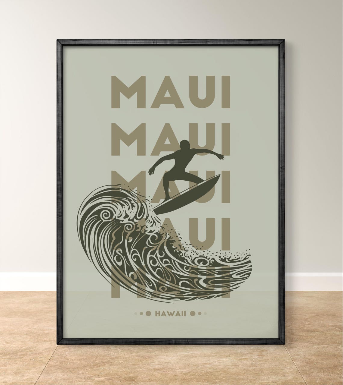 Maui Surfing Poster Minimalist Coastal Artwork For Beach Lovers And Adventure Seekers - Image 2