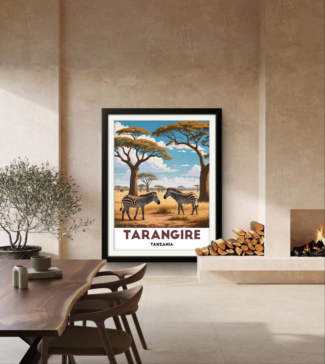 Tarangire Tanzania Zebras Under Acacia Trees Safari Art Poster - Image 4