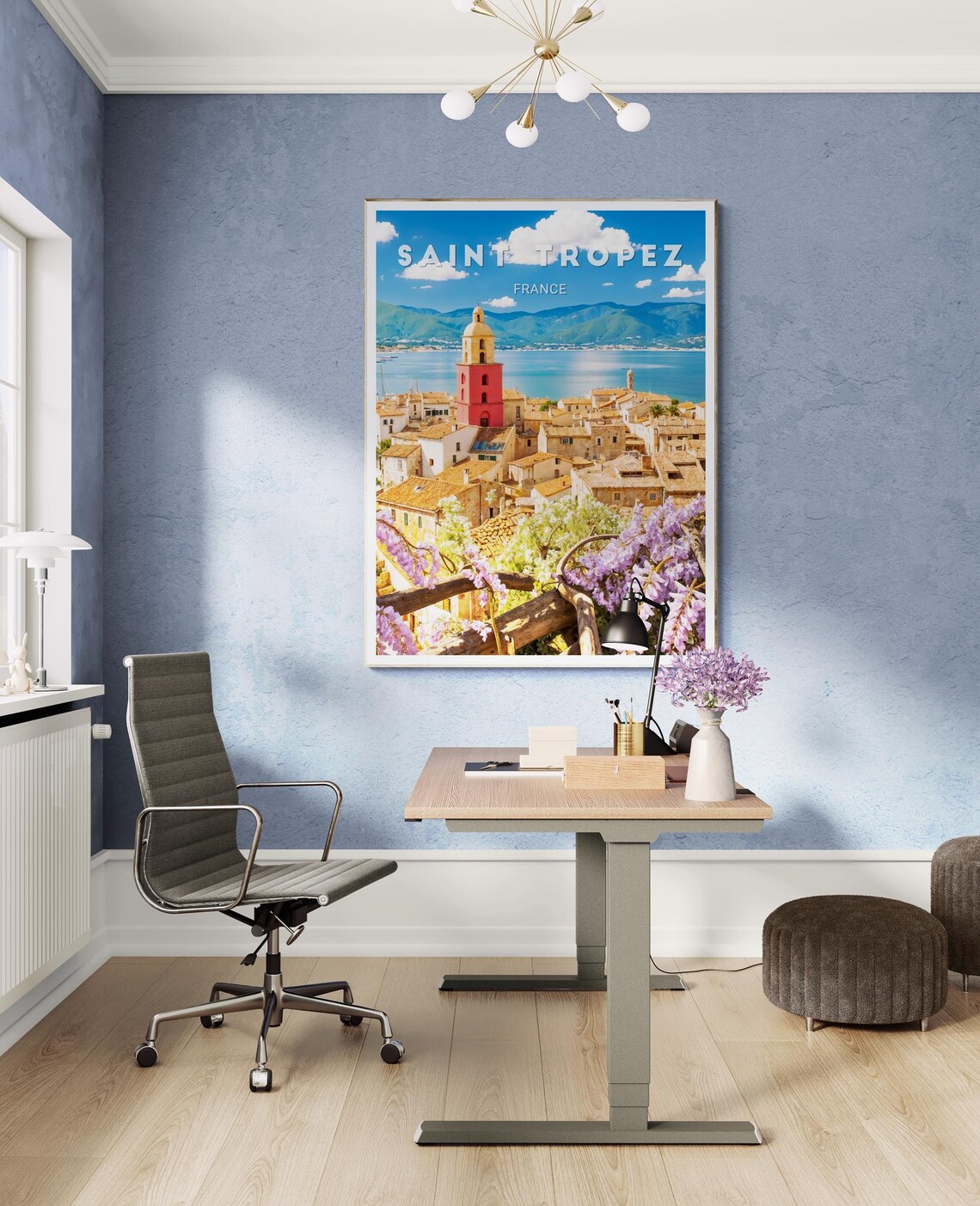 Saint Tropez Old Town Red Bell Tower Wisteria France Travel Poster - Image 2