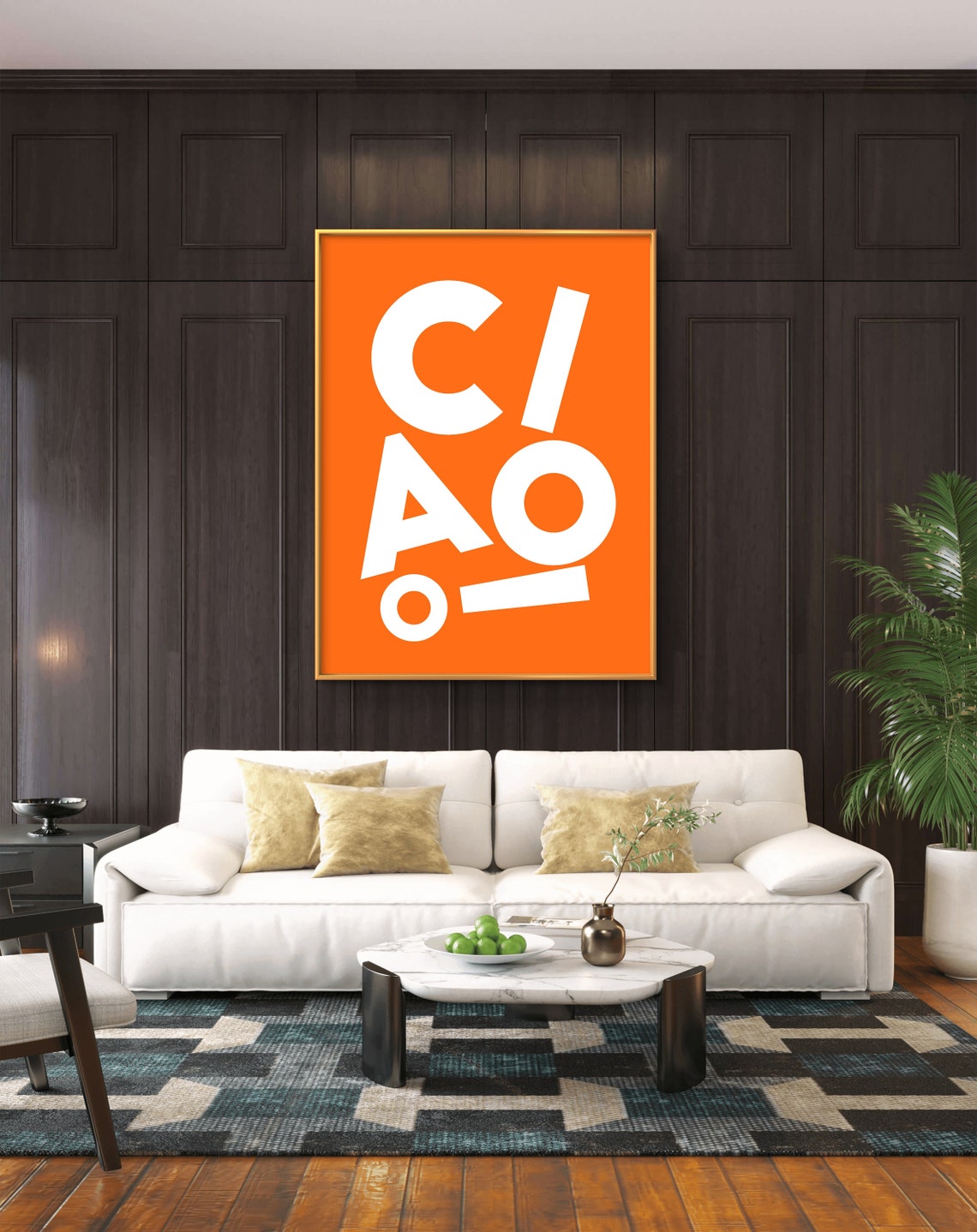 Ciao Orange White Offset Letters Bold Modern Typography Poster