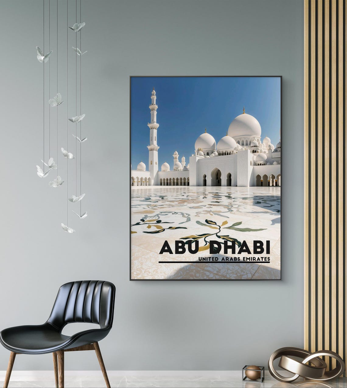 Abu Dhabi Grand Mosque White Marble Courtyard UAE Travel Poster - Image 2