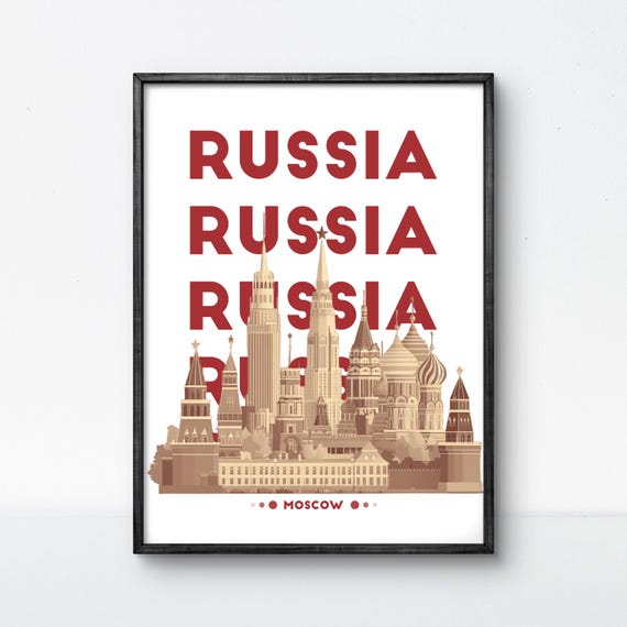 Russia Moscow Poster St Basils Cathedral Art Moscow Wall Decor Red Modern Design Russian Landmark Print Travel Gift Idea