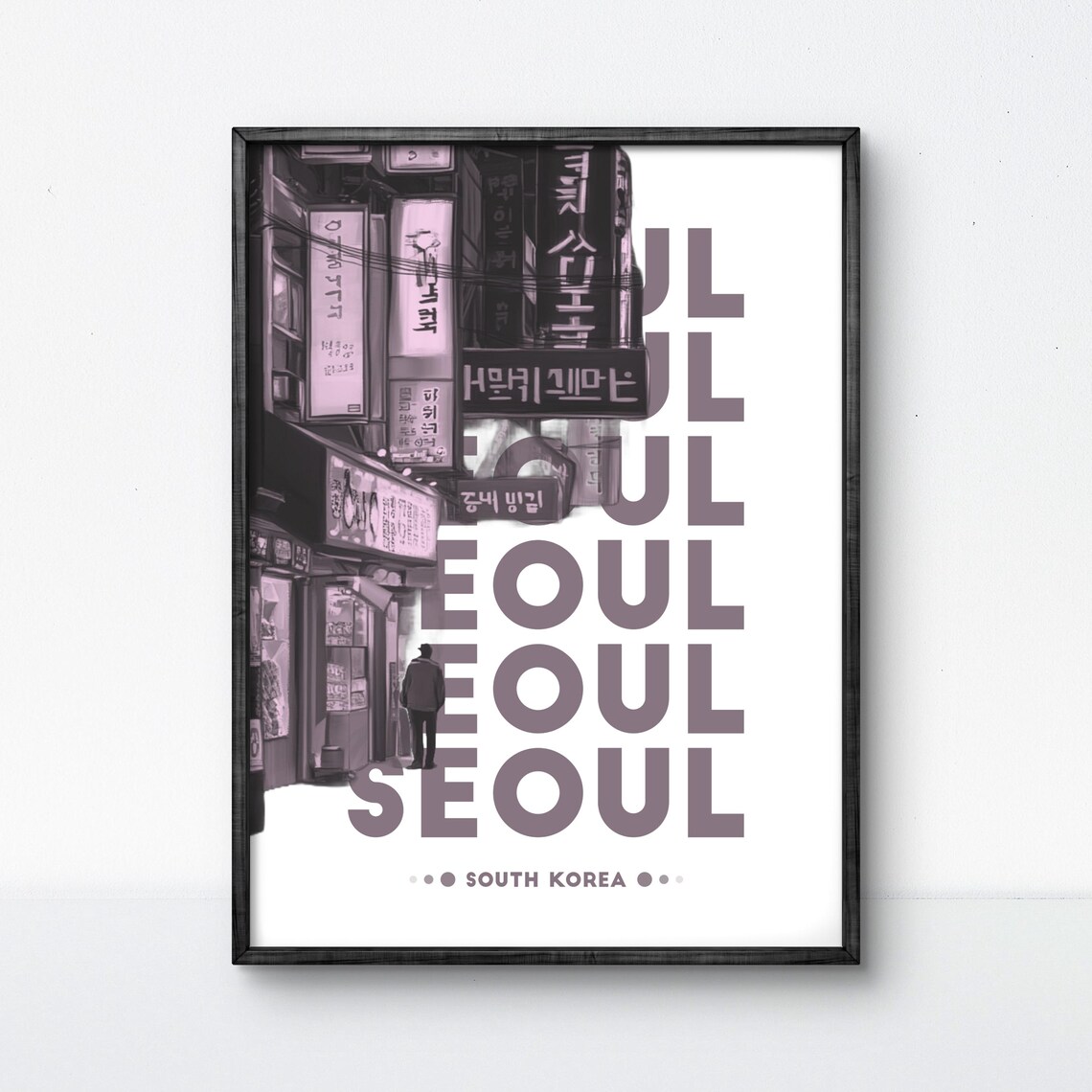 Seoul, South Korea Urban Street Scene Travel Poster - Image 2