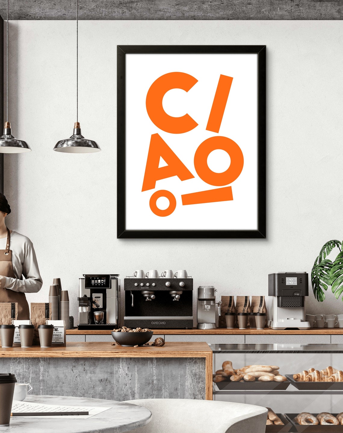 Ciao Orange Offset Letters White Background Fun Modern Poster