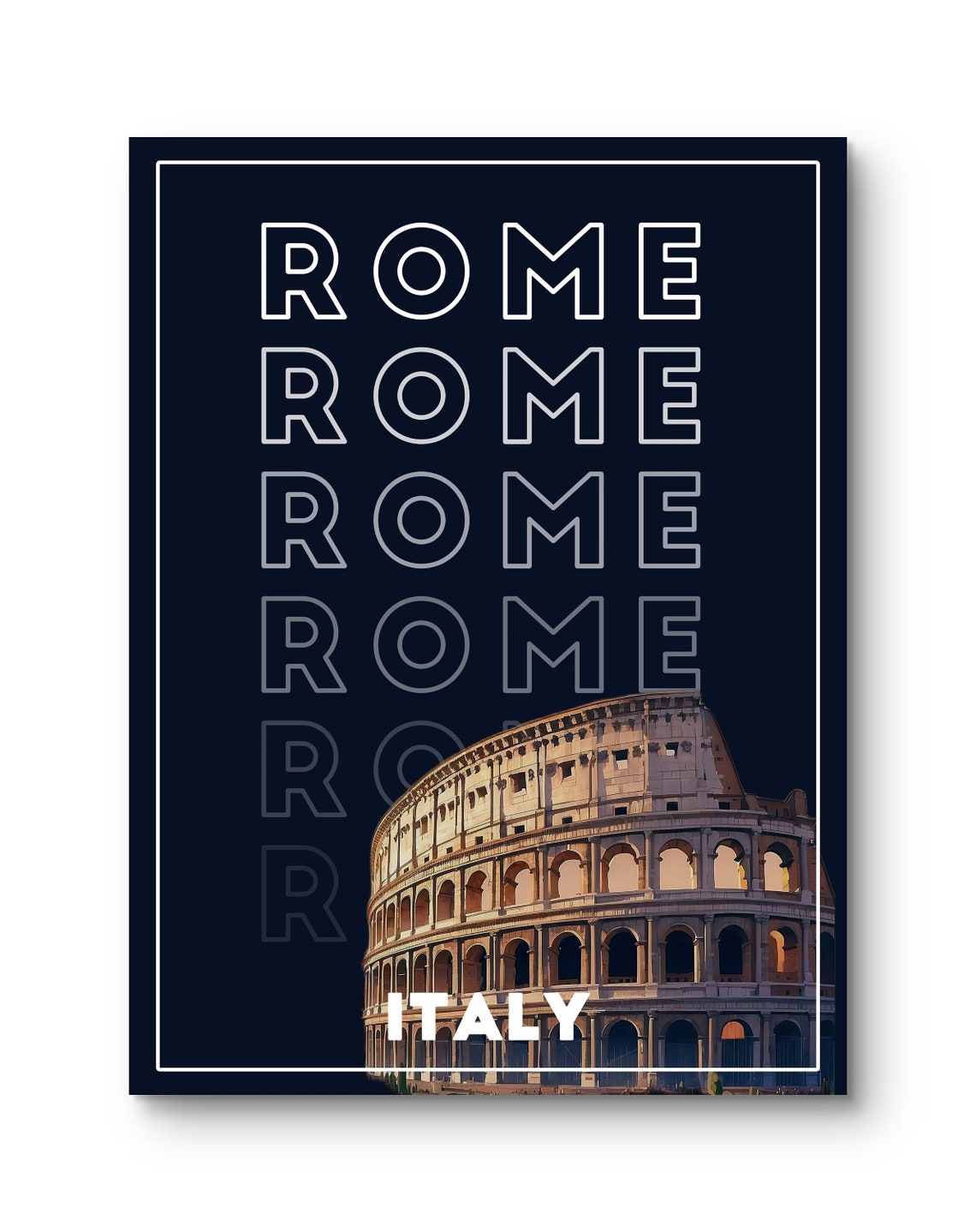 Rome Colosseum Italy Vintage Travel Poster Modern Typographic Art