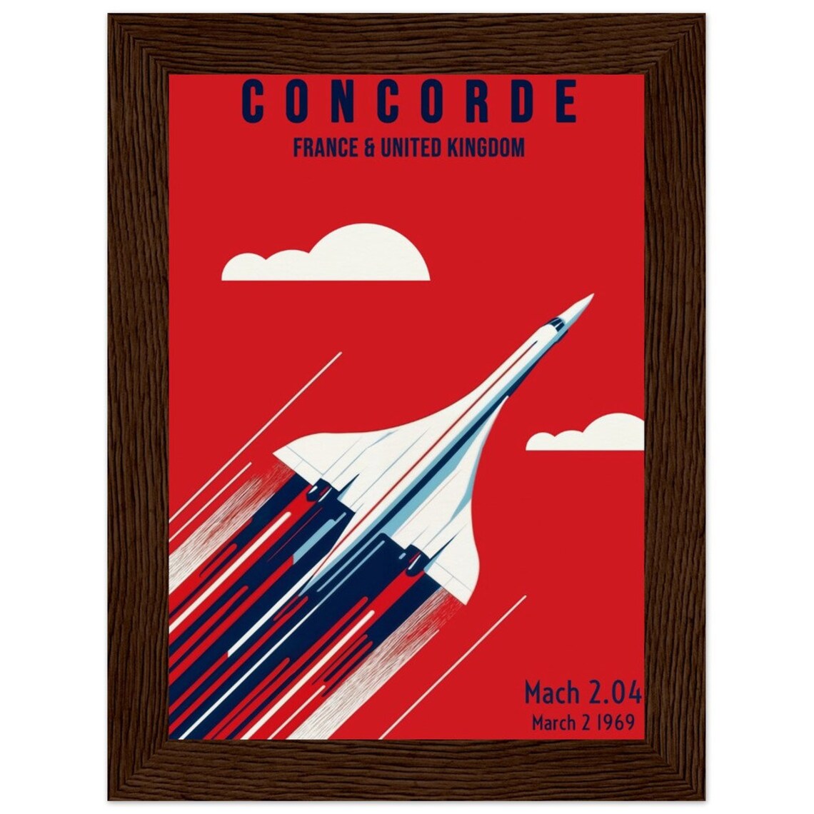 Concorde Supersonic Jet France UK Mach 2.04 Vintage Travel Poster - Image 3
