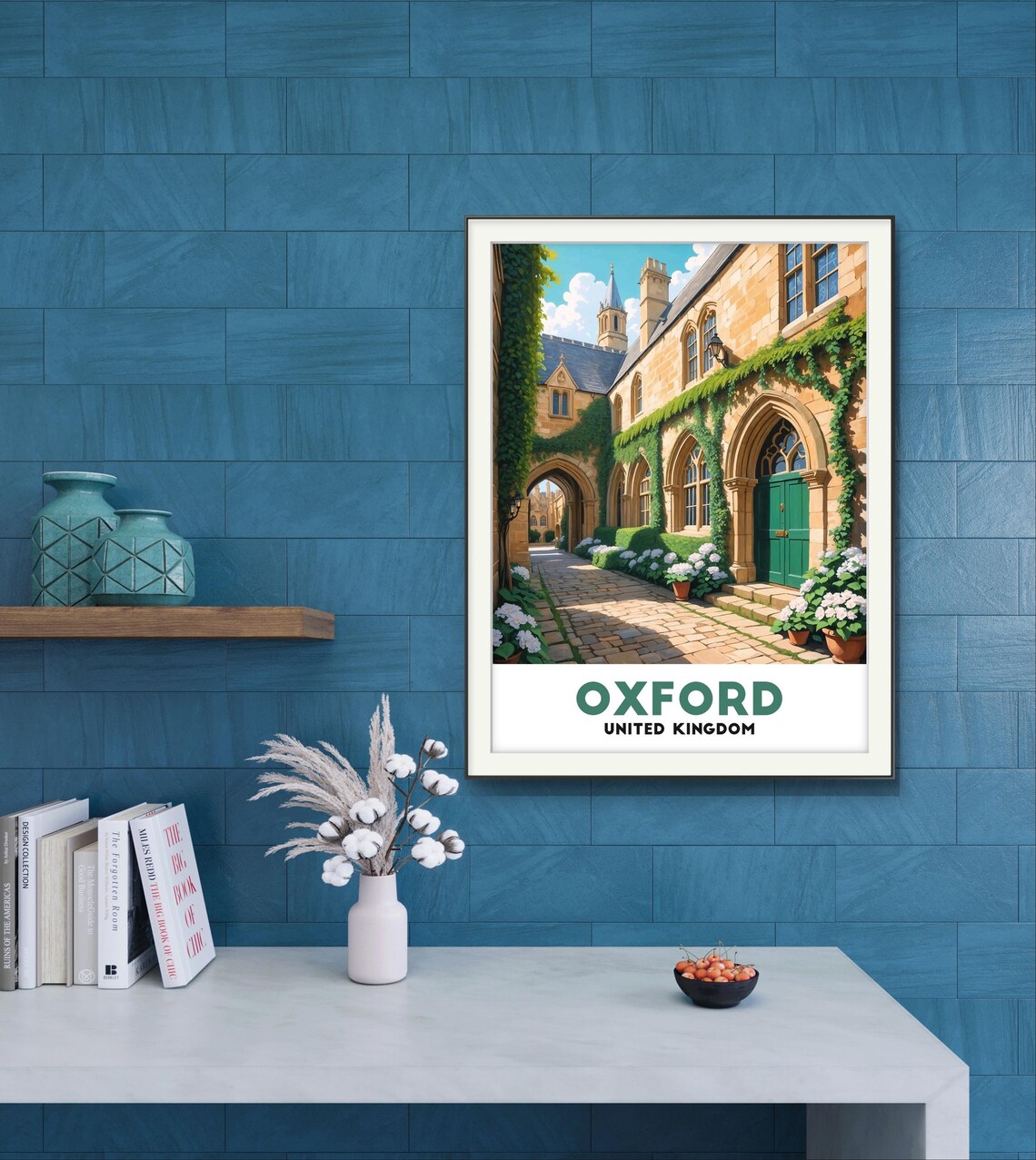 Oxford United Kingdom Ivy Covered College Courtyard With Arches Poster - Image 2