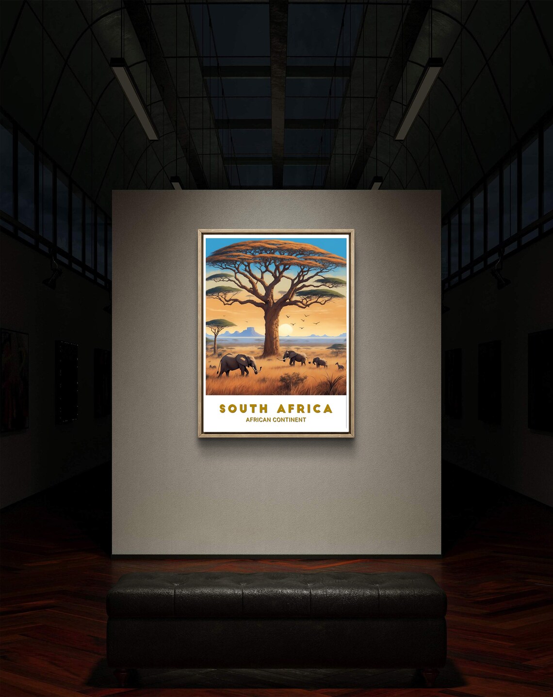 South Africa Elephant Savanna Sunrise Wildlife Safari Art Poster - Image 3