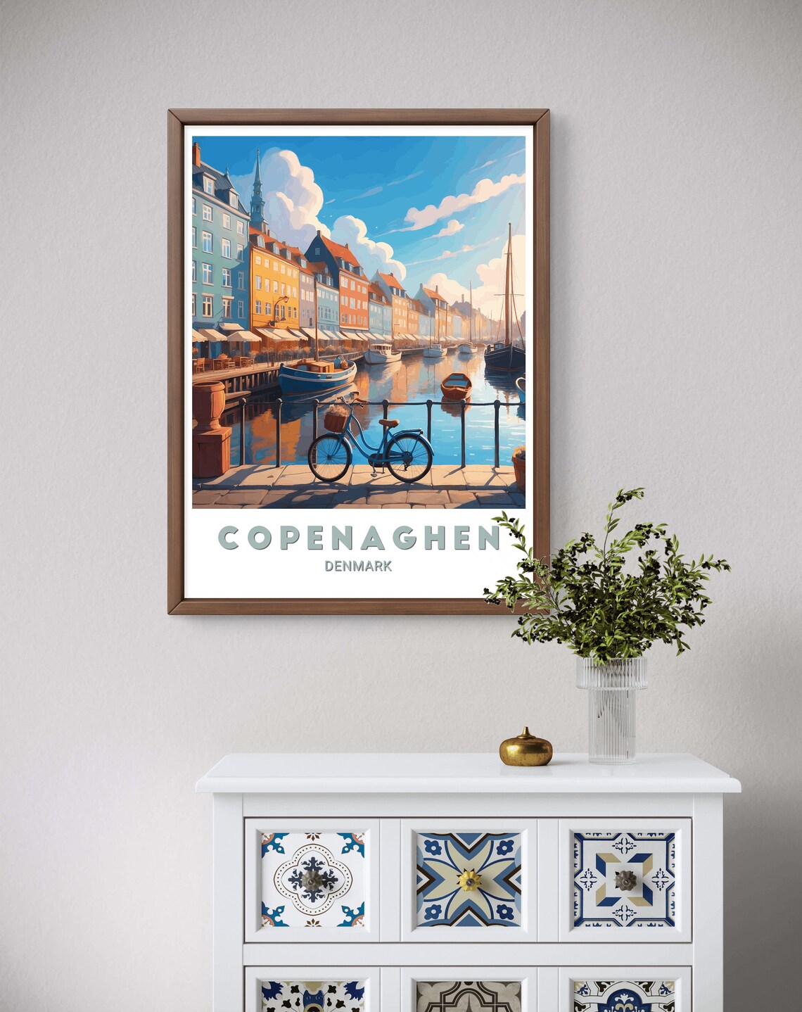Copenhagen Nyhavn Waterfront Boats And Bicycle Denmark Travel Poster - Image 3