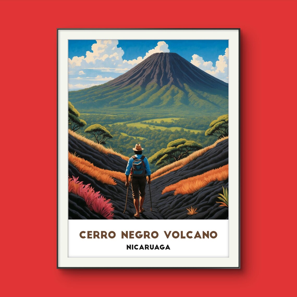 Cerro Negro Volcano Nicaragua Hiker Black Lava Trail Adventure Poster - Image 4
