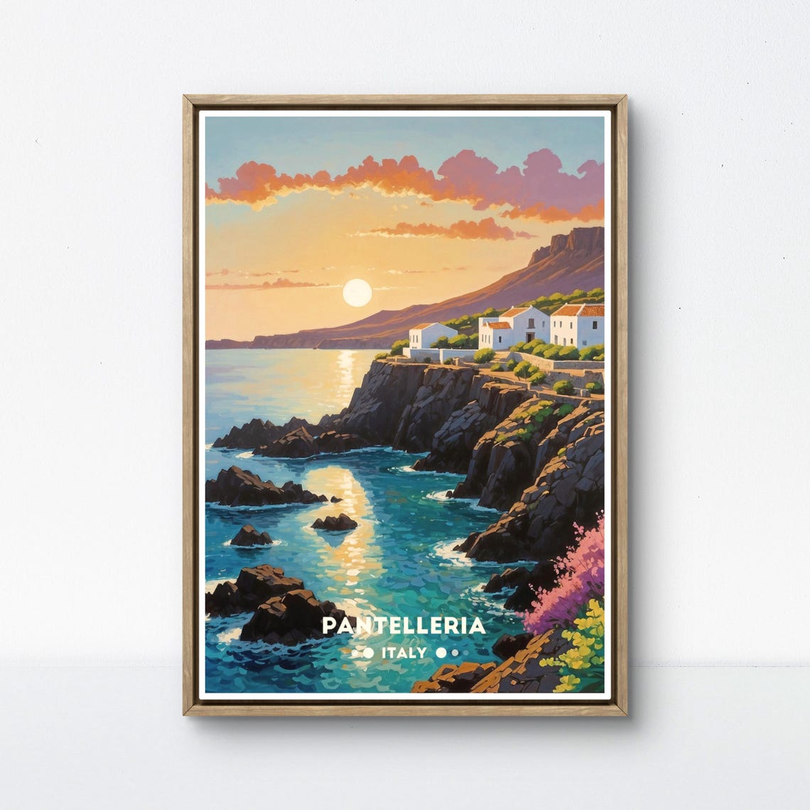 Pantelleria Vintage Poster Italy Coastal Art Print Scenic Mediterranean Sunset Travel Poster Pantelleria Poster