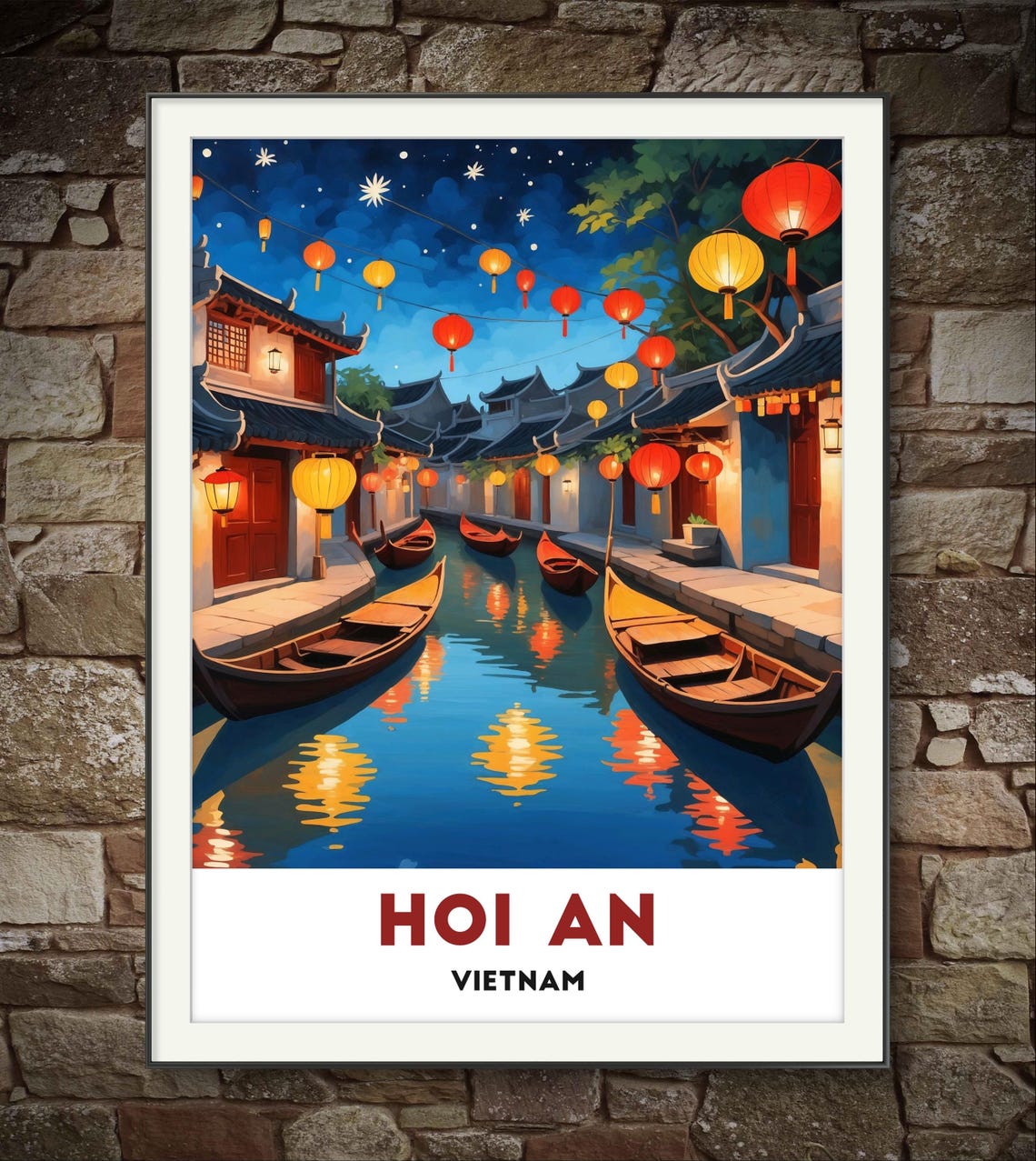 Hoi An Vietnam Night Lantern Canal Old Town Waterway Travel Poster - Image 2