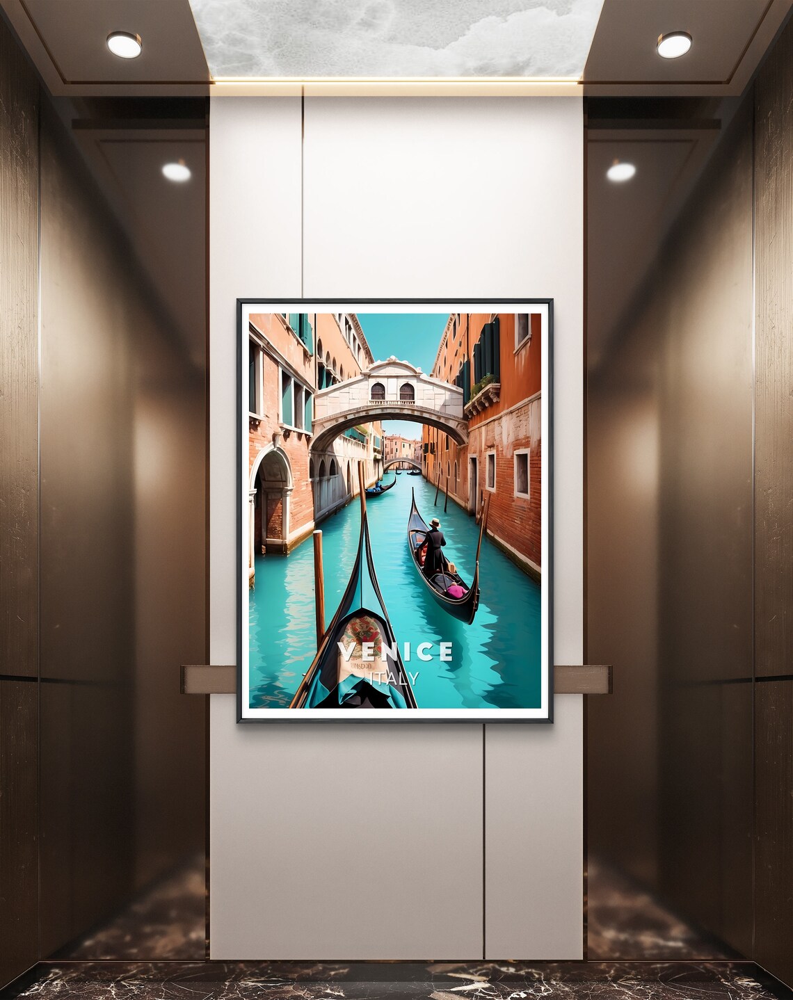 Venice Italy Canalside Gondolas Under Bridge of Sighs Travel Poster - Image 2