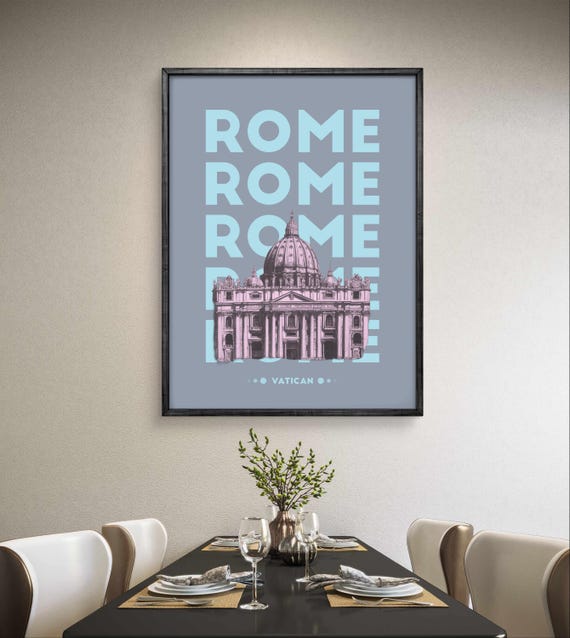 Rome Vatican Poster St Peters Basilica Minimal Art Print Vatican Wall Decor Italian Landmark Gift Spiritual Home Accent