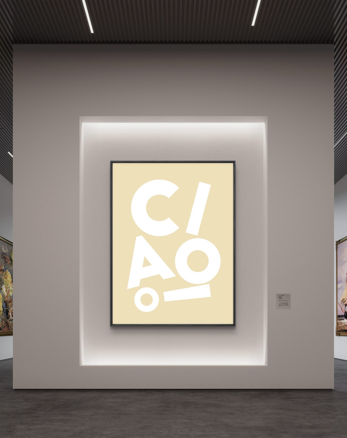 Ciao Cream White Offset Letters Warm Minimalist Decor Poster - Image 3
