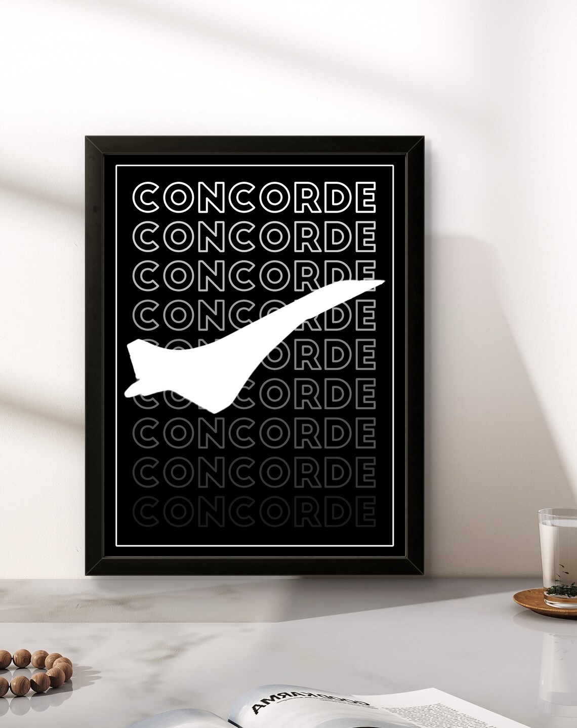 Concorde Supersonic Jet Silhouette Minimalist Aviation Art Poster - Image 2