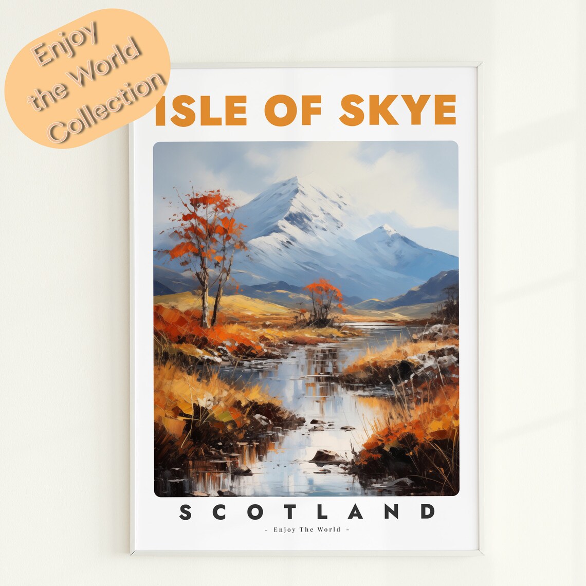 Isle Of Skye Scotland Autumn Mountains Lake Vintage Travel Poster