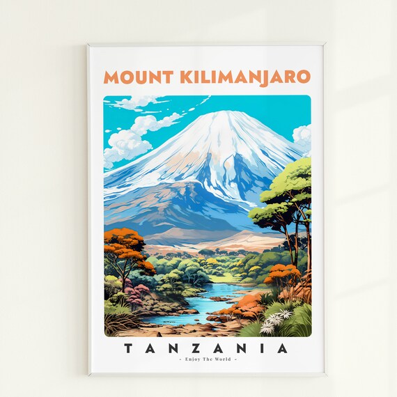 Mount Kilimanjaro Tanzania Snow Capped Peak Mountain Travel Poster