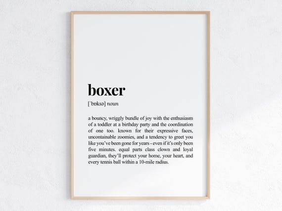 Boxer Dog Funny Definition Print Cheeky Gift For Parent Lover Art Humorous Dictionary Poster