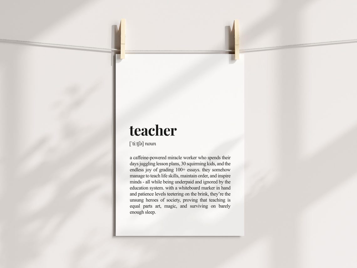 Teacher Dictionary Definition Poster Funny Classroom Thank You Gift - Image 3