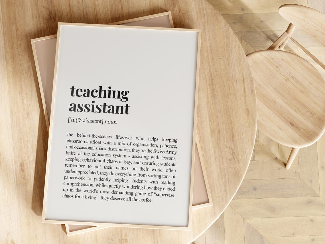 Teaching Assistant Dictionary Definition Poster Funny Classroom Gift - Image 2