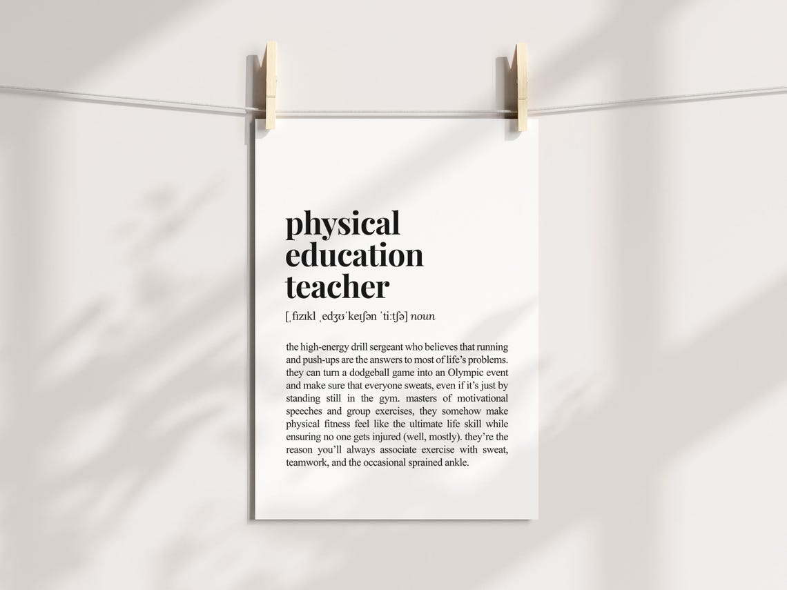 Physical Education Teacher Dictionary Definition Poster Funny Gift - Image 3