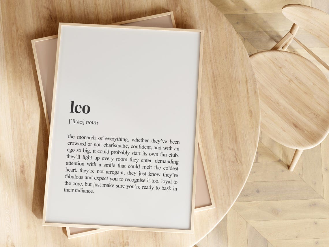 Leo Zodiac Sign Funny Astrology Definition Dictionary Poster - Image 2