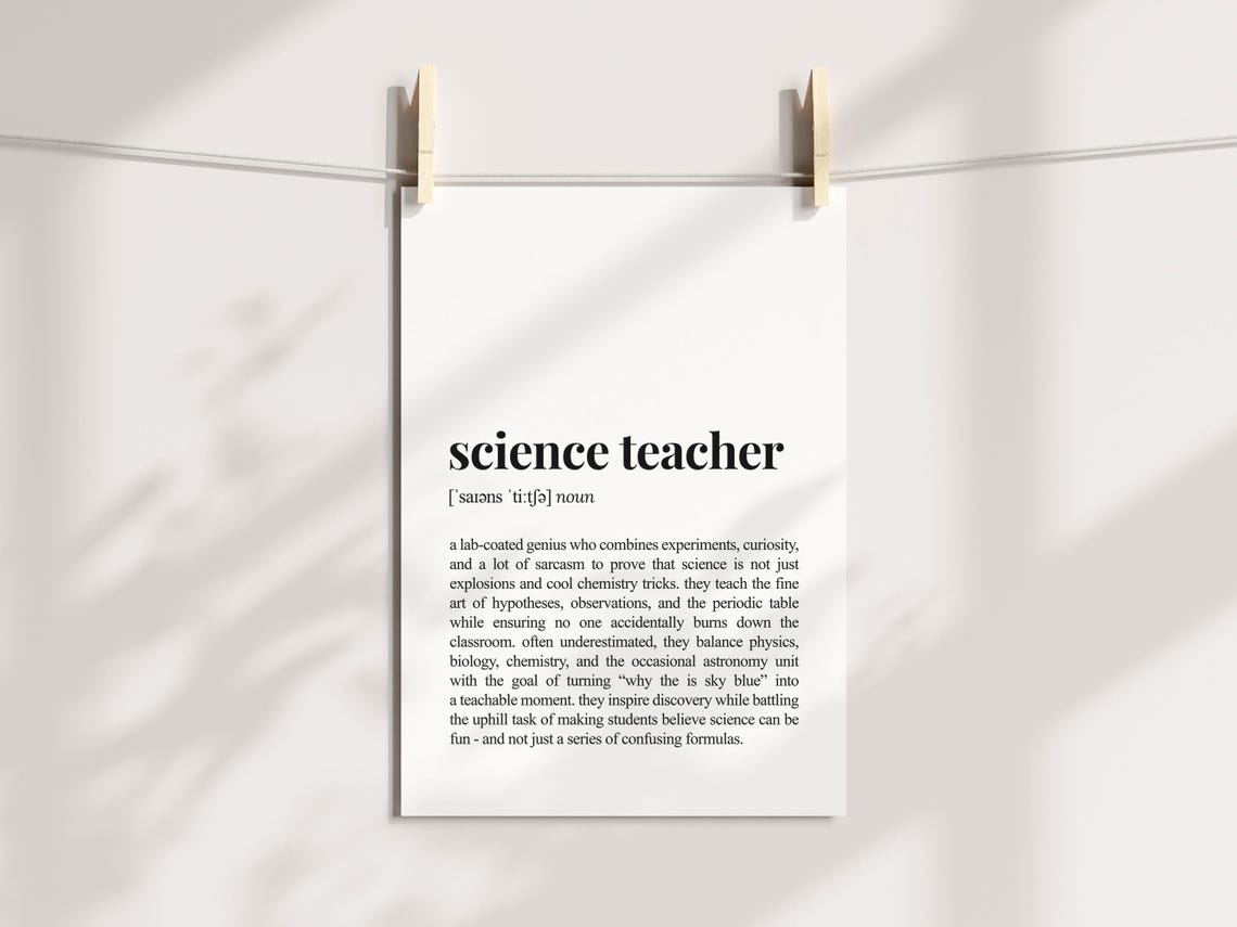 Science Teacher Dictionary Definition Poster Funny Classroom Gift - Image 3