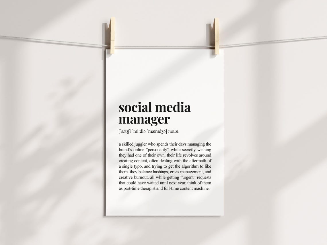 Social Media Manager Funny Sarcastic Dictionary Style Poster - Image 3