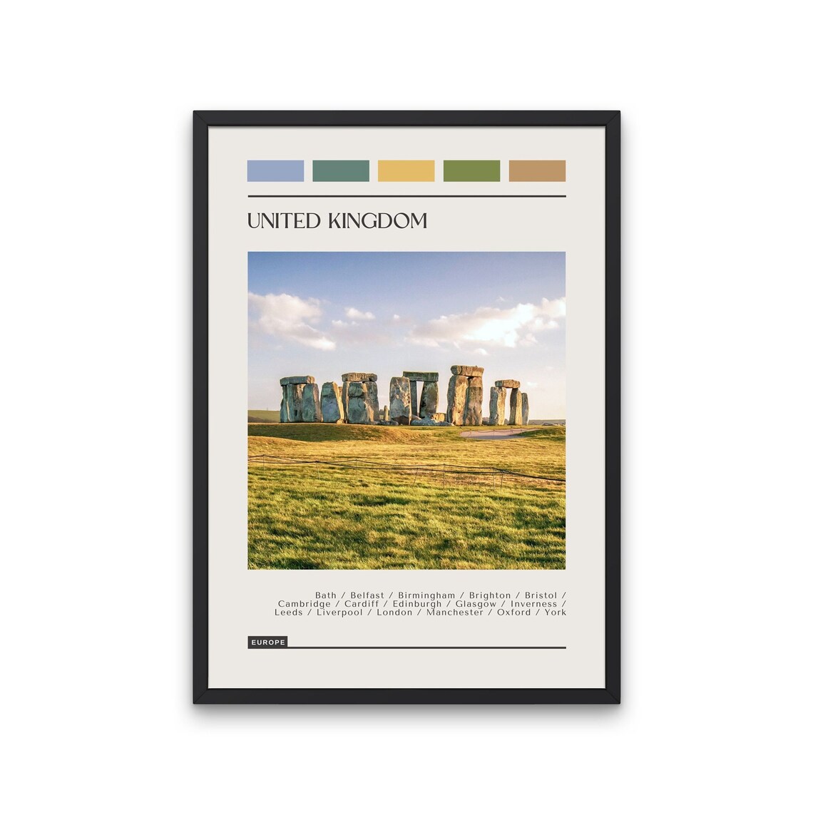 Stonehenge United Kingdom Golden Hour Travel Photography Poster