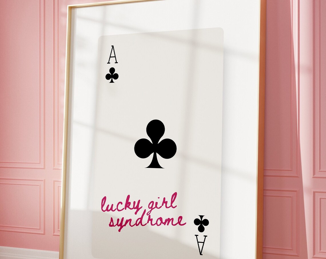 Lucky Girl Syndrome Pink Playing Cards Art Print