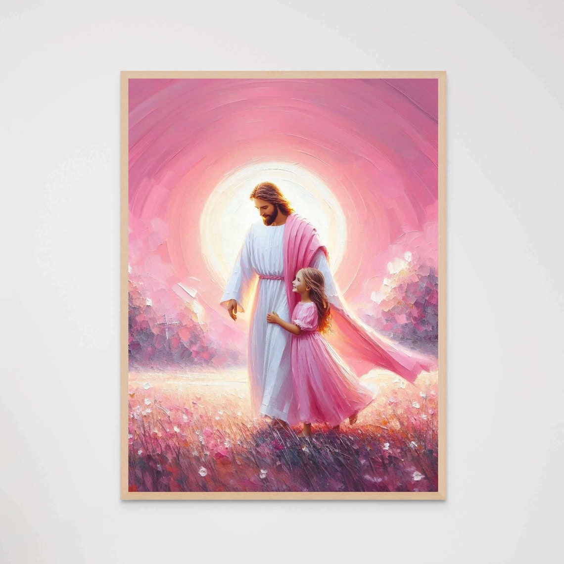 Afternoon Walk Christian Painting Jesus Walking With Girl Jesus Painting Lds Art Bible Painting Jesus With Children Jesus Png