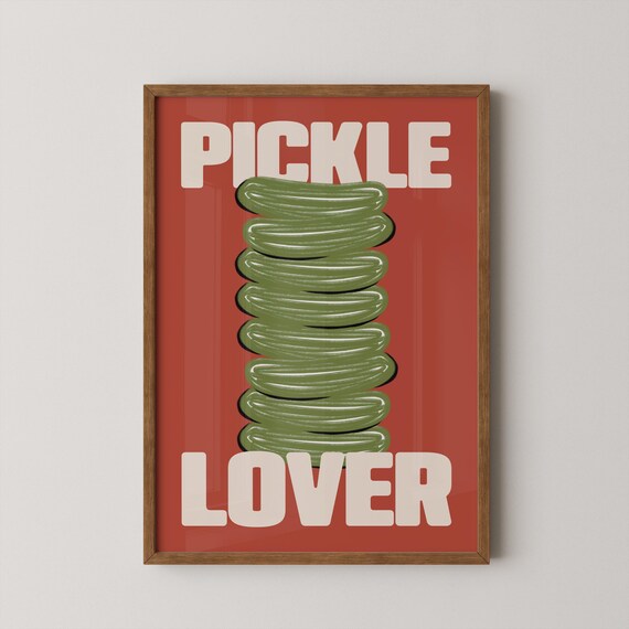Pickle Lover Retro Dill Pickles Stack Funny Kitchen Gift Poster