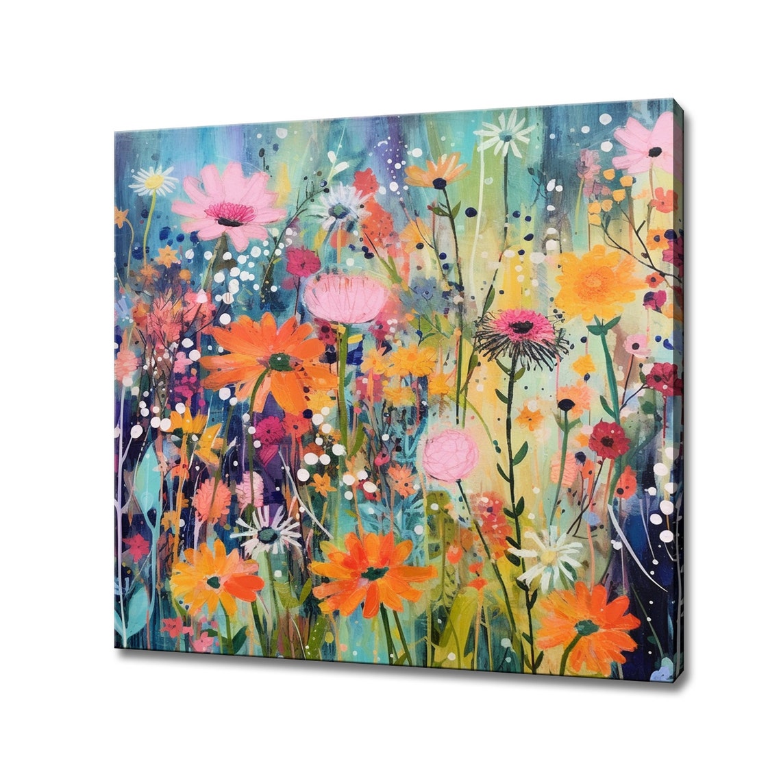 Colorful Daisy Wildflower Meadow Abstract Floral Garden Art Poster