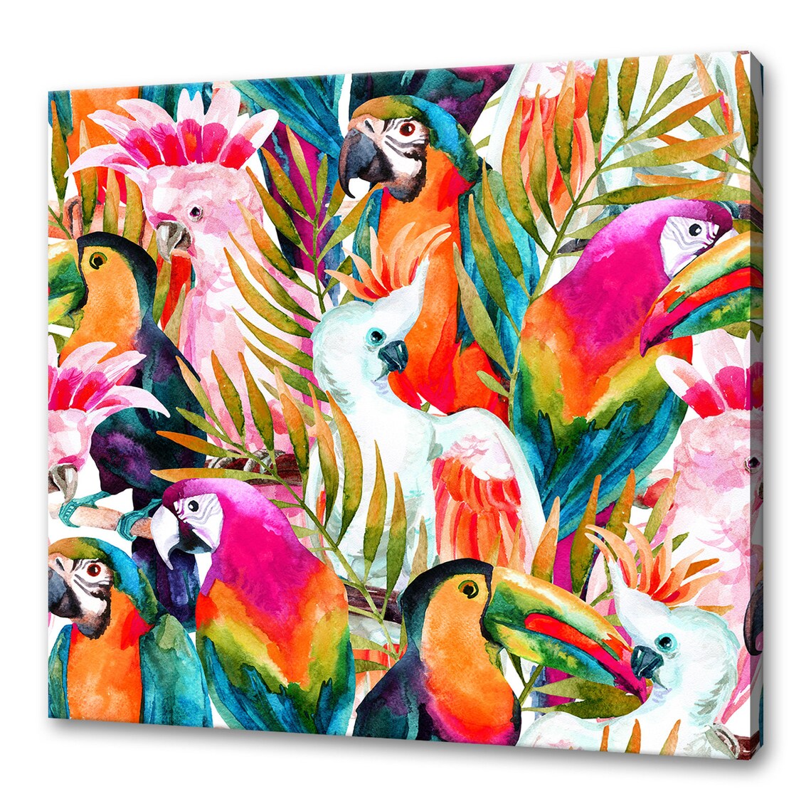 Colourful Parrots Art Print, Customised Animal Decor