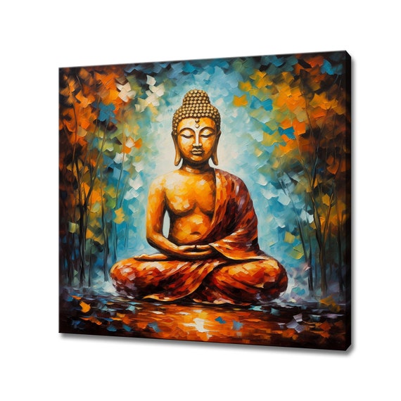 Buddha Bright Colourful Print Spiritual Art Print Wall Hanging Peaceful Serene Home Decor Buddhist Zen Meditation Wall Art