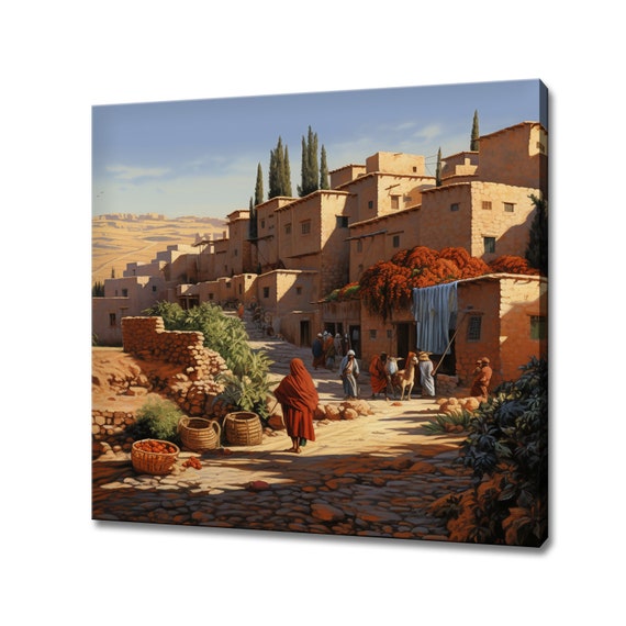 Country Village In Morocco Art Print Moroccan Countryside Vintage Cottage Print Wall Hanging Picture Farmhouse Decor