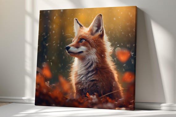 Baby Fox Print Cute Wildlife Wall Art For Autumn Forest Decor Nature Photography For Home Animal Lovers