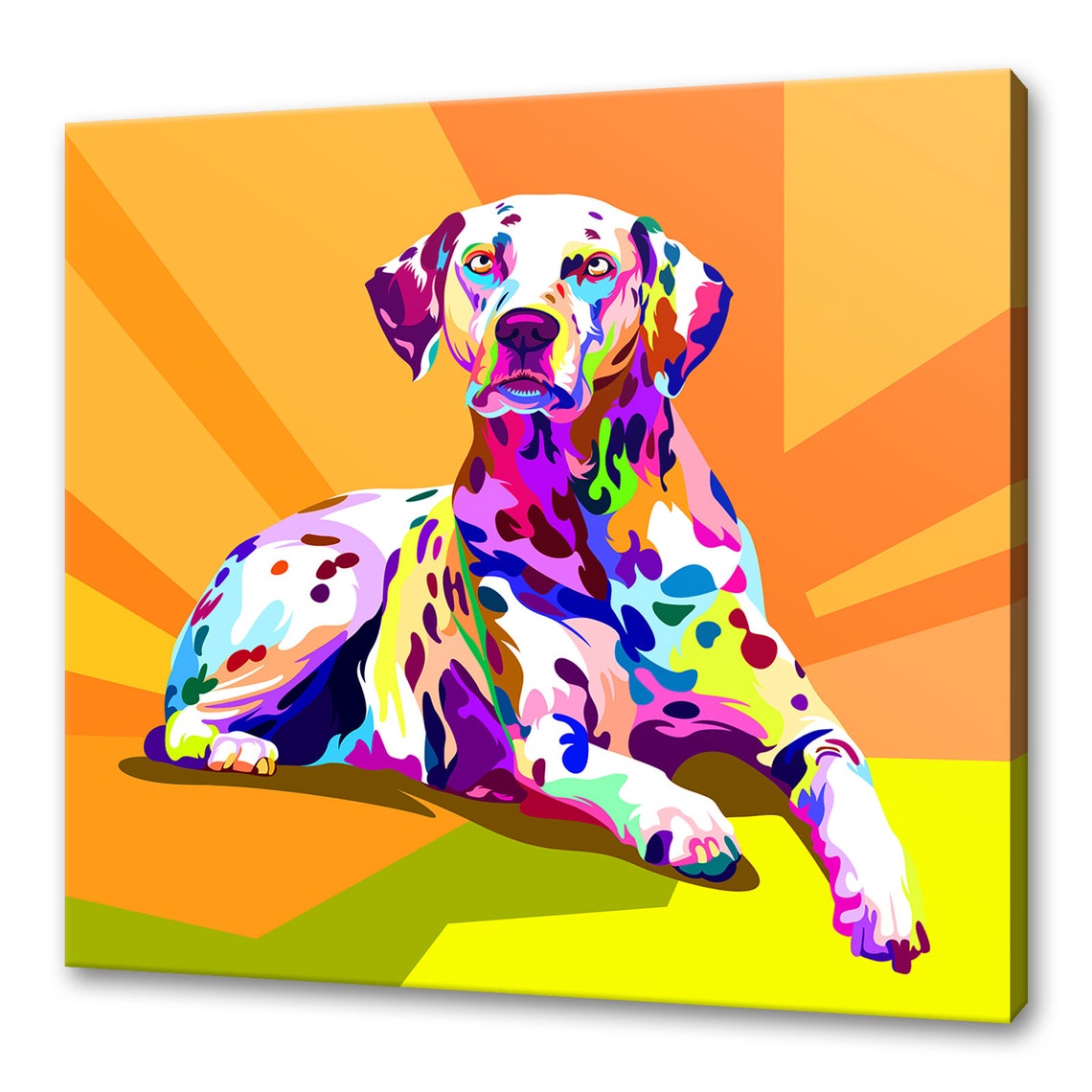 Dalmatian Colorful Pop Art Dog Portrait Orange Background Print